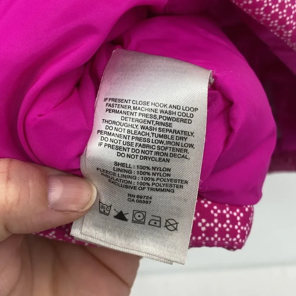 Columbia Pink Puffer Winter Coat Reflectors Hooded Girls Large 14/16
